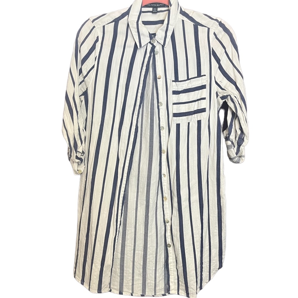Oxford Striped Saks Fifth Avenue Long/Slim Button Down